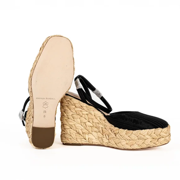 NWT Loeffler Randall Tallulah Black Wedge Womens Espadrille $325 - Size 8.5 EU39